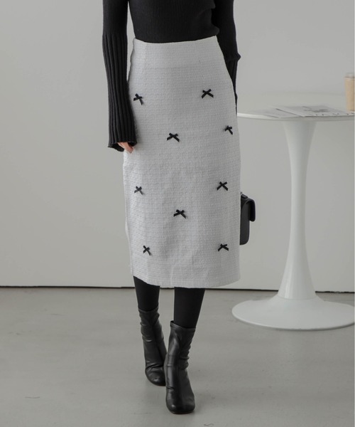 「La-gemme」 フレアスカート M グレー レディース_画像3