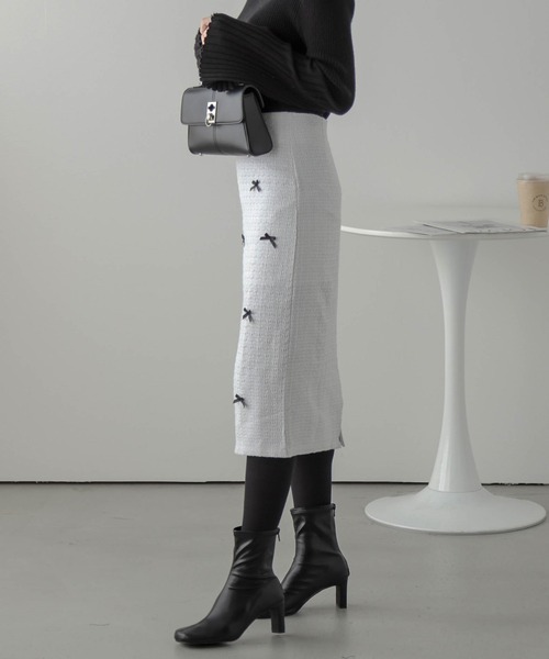 「La-gemme」 フレアスカート M グレー レディース_画像4