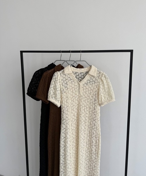 callautia ワンピース カットレースポロワンピース（ペチ