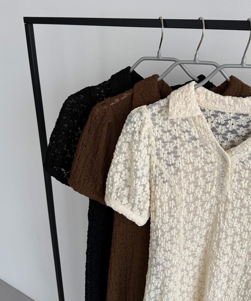 callautia カットレースポロワンピースセット ブラック MEDIUM カラウティア callautia callautia カットレースポロワンピース