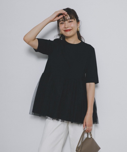 tシャツ F by ROSSO　ペプラムチュールカットソー レディース