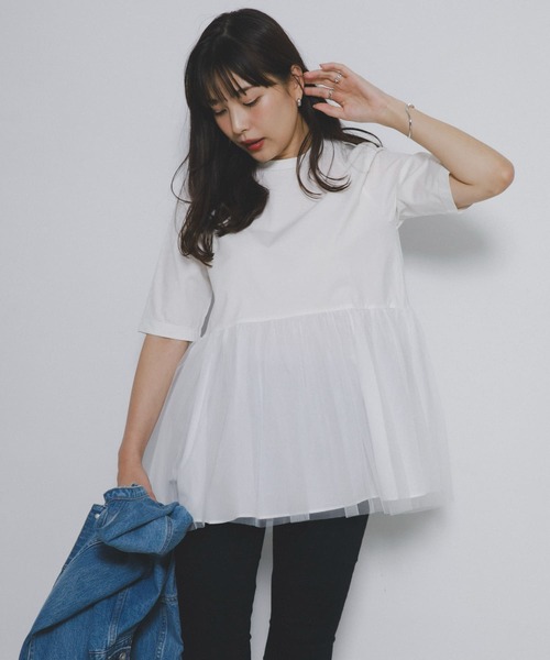 tシャツ F by ROSSO　ペプラムチュールカットソー レディース F by ROSSO tシャツ ROSSO ペプラムチュールカットソー