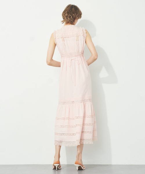 PREFERIR haremode 【美品】レース バンドカラーワンピース　M Ado × HARE(アド × ハレ) Lace color scheme dress レースハイ