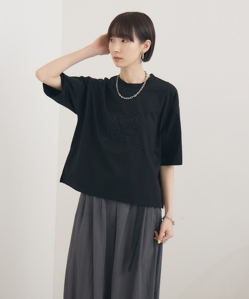 Paradise Picnic tシャツ pqran CATコード刺繍T レディース