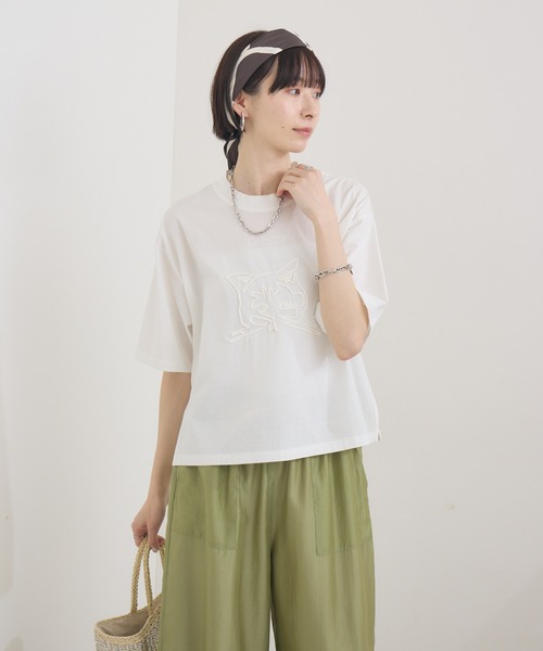 tシャツ pqran CATコード刺繍T レディース Paradise Picnic tシャツ pqran CATコード刺繍T レディース