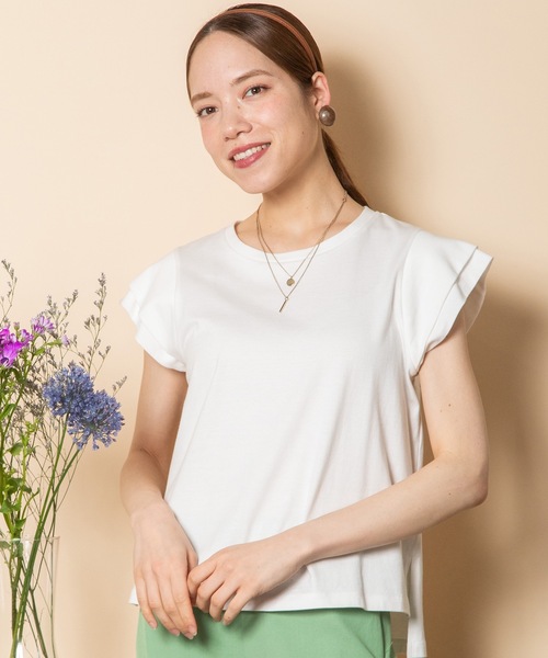 tシャツ クラシック天竺 レイヤードショルダーTEE レディース