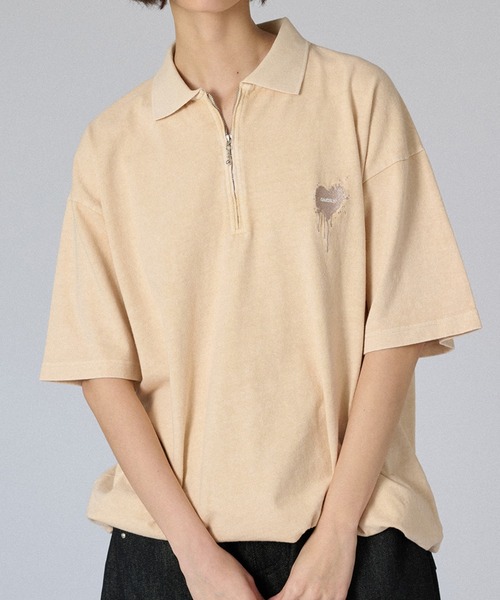 売れ筋商品|||パルフォイス Tシャツ レディース トップス Polo shirt - ecru ONCILY ポロシャツ ZIP DRAW CODE POLO T-SHIRT / ジップドロー