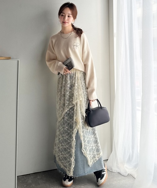 ♡手書き風♡華やかな上品ニット classicalelf（クラシカルエルフ） ニット セーター スウェットライク