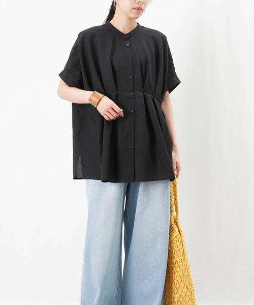 ブラウス シャツ タックスリーブシャツ レディース antiqua ブラウス シャツ タックスリーブシャツ レディース