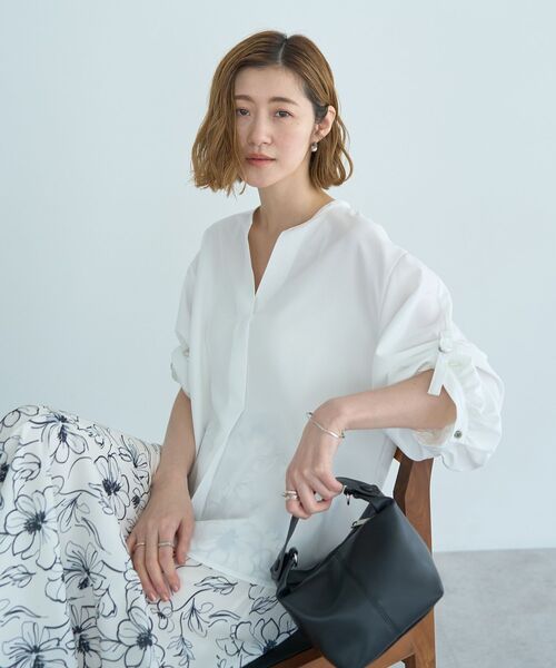 YECCA VECCA ブラウス シャツ 2wayボリューム袖スキッパー