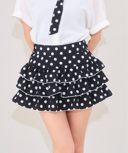 イノセントワールド　フリル水玉スカート Seiney BLONDE スカート 夏 ドットフリルミニスカート : ZOZOTOWN