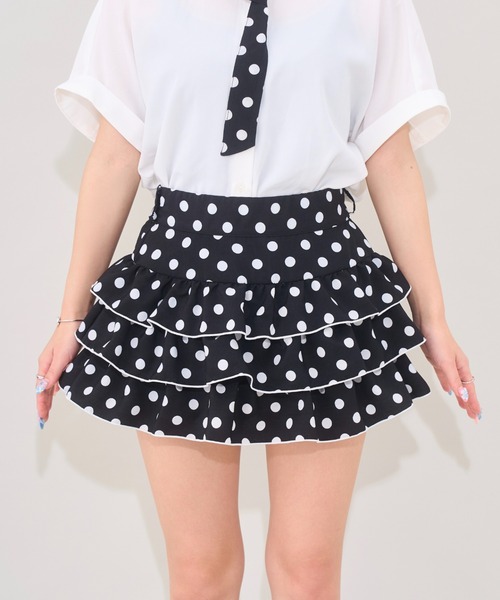 イノセントワールド　フリル水玉スカート Seiney BLONDE スカート 夏 ドットフリルミニスカート : ZOZOTOWN
