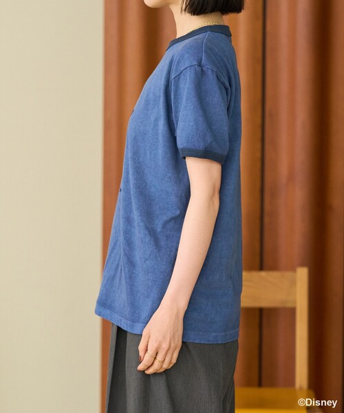 tシャツ 「MICKEY MOUSE」 リンガーTシャツ/ミッキーマウス レディース BASICKS - 【25SS】ミッキーマウス ヴィンテージ リンガー T