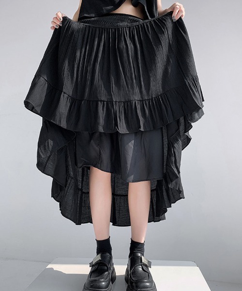 shoppinggo スカート プリーツスカート ロング黒 無地スカート