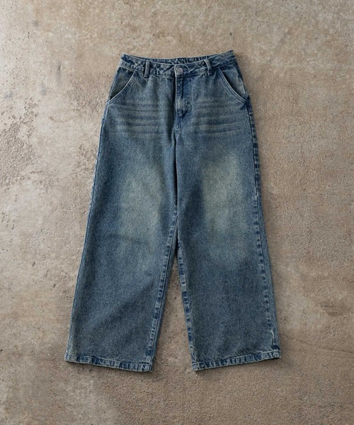 「ADAMASTE」 加工デニムパンツ LARGE ブラック メンズ