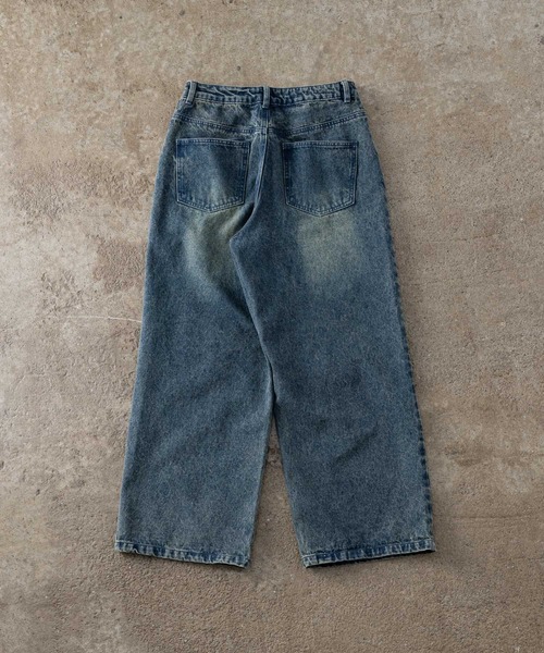 「ADAMASTE」 加工デニムパンツ LARGE ブラック メンズ