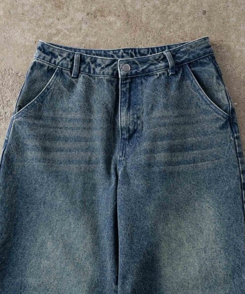 「ADAMASTE」 加工デニムパンツ LARGE ブラック メンズ