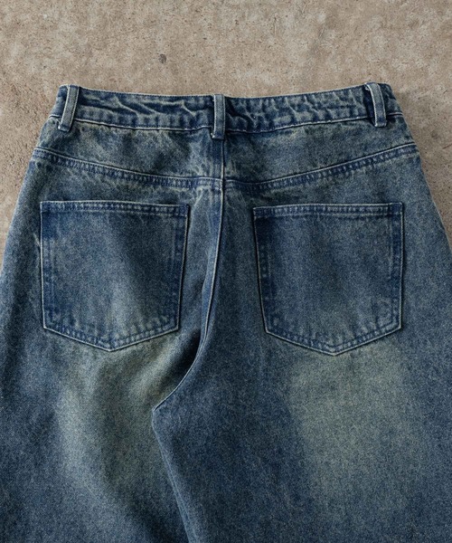 「ADAMASTE」 加工デニムパンツ LARGE ブラック メンズ