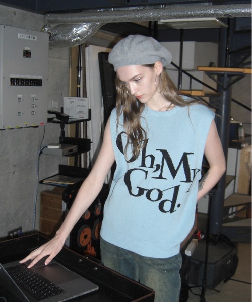 「SHAGGIE」 ノースリーブニット FREE ブルー レディース_画像2