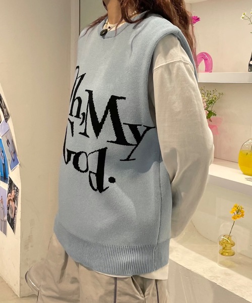 「SHAGGIE」 ノースリーブニット FREE ブルー レディース_画像5