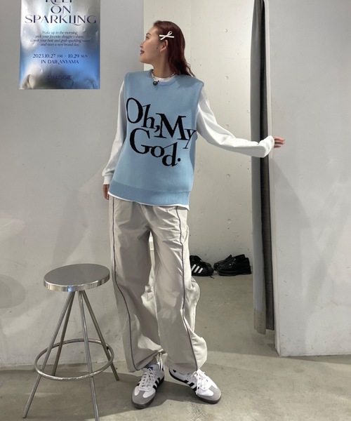 「SHAGGIE」 ノースリーブニット FREE ブルー レディース_画像7