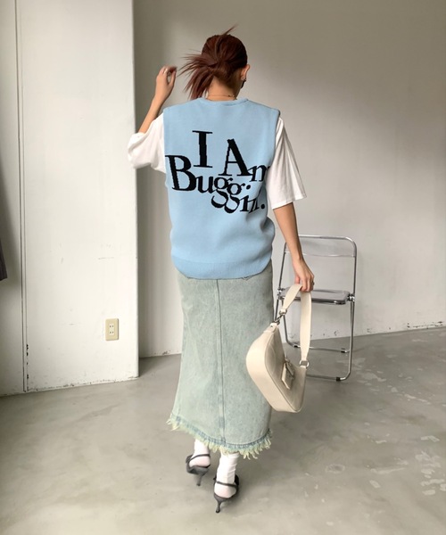 「SHAGGIE」 ノースリーブニット FREE ブルー レディース_画像9