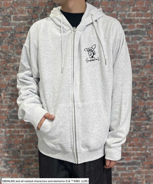 パーカー GREMLINS（グレムリン）キャラクター刺繍スウェットジップ