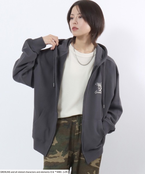 パーカー GREMLINS（グレムリン）キャラクター刺繍スウェットジップ