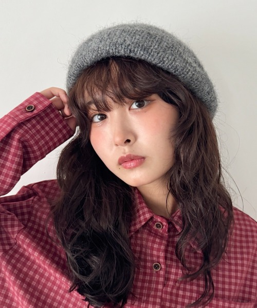 SOLLON.（ソルロン） 帽子 ベレー帽 モヘアニットベレー帽 レディース