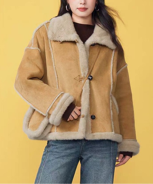 AsheKsha ムートンコート ボアコート 「新作」秋冬の必需品！毛糸の襟