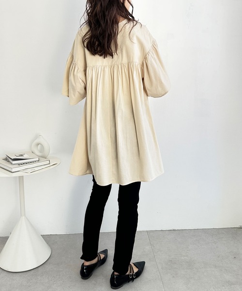 「GeeRA」 半袖チュニック MEDIUM ブルー レディース_画像2