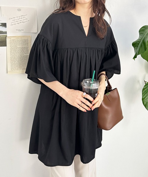 「GeeRA」 半袖チュニック MEDIUM ブルー レディース_画像3