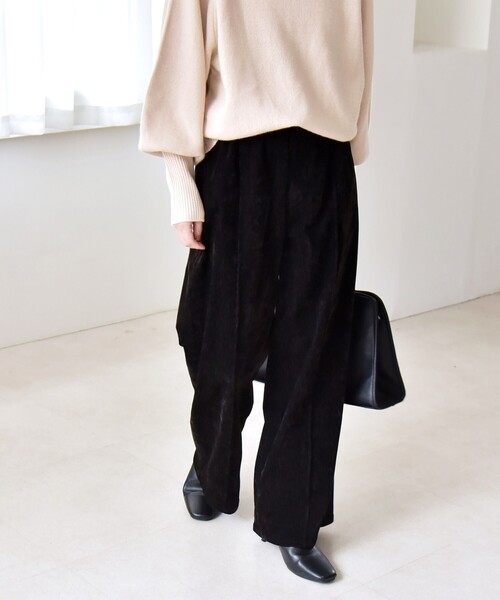 quaranciel パンツ quaranciel:「洗濯機可能」ポリエステル ベロア