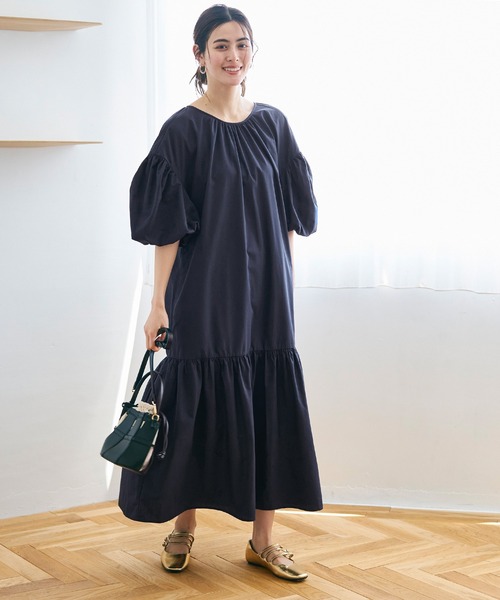 「coca（coca）」 半袖ワンピース M ネイビー レディース_画像4