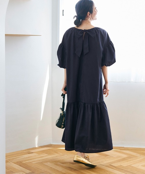 「coca（coca）」 半袖ワンピース M ネイビー レディース_画像5