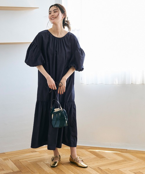 「coca（coca）」 半袖ワンピース M ネイビー レディース_画像7