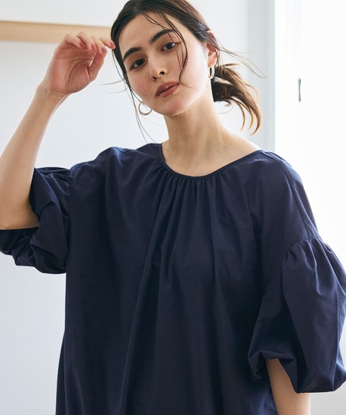 「coca（coca）」 半袖ワンピース M ネイビー レディース_画像8