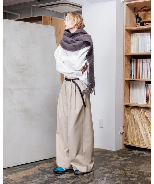VOAAOV（ヴォアーブ） スラックス BISHU OLD WOOL GABARDINE Tuck Wide
