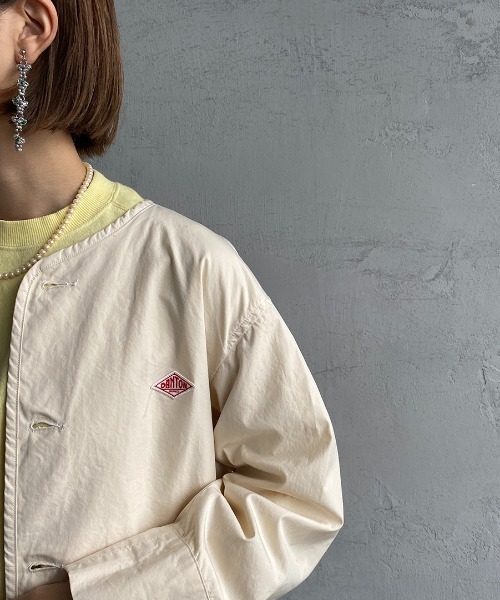 Danton 「DANTON」 ノーカラージャケット 34 ベージュ レディース