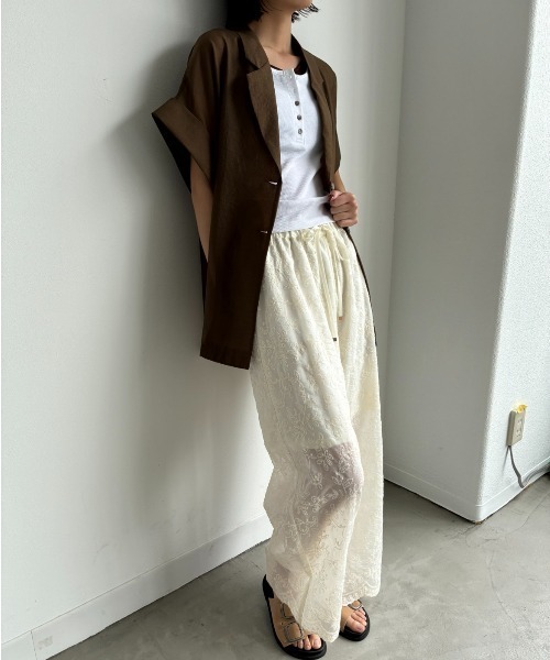 AIC. ワイドパンツ パンツ スカラップレースイージーパンツ レディース