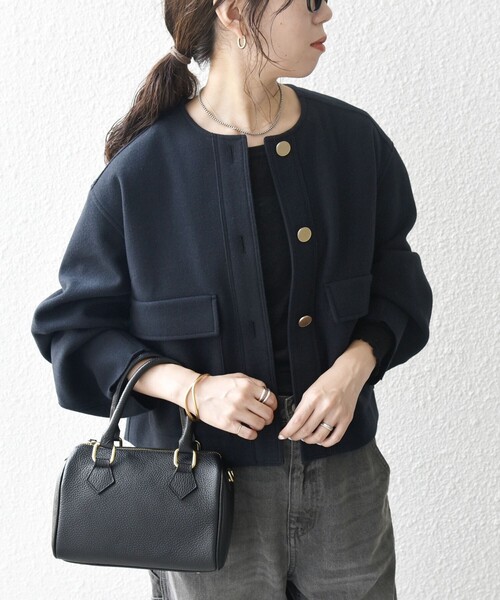 SHIPS any 「SHIPS any」 ノーカラージャケット ONE SIZE ネイビー