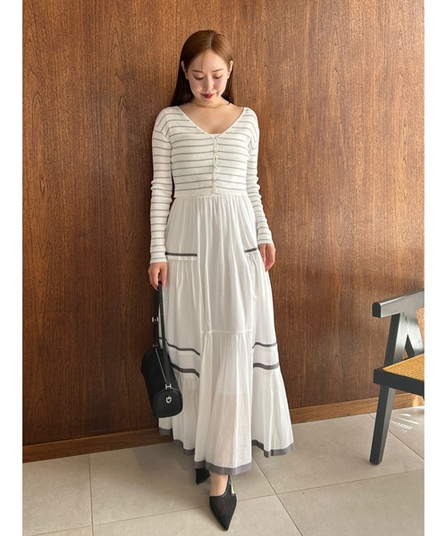 FRAY ID ベージュ ドッキングワンピース FRAY I.D（フレイ・アイディー） ドッキングワンピース FREE ベージュ