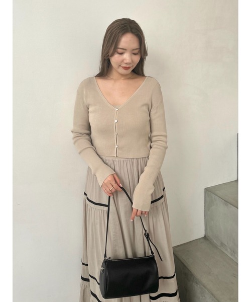 FRAY ID ベージュ ドッキングワンピース FRAY I.D（フレイ・アイディー） ドッキングワンピース 0 ベージュ