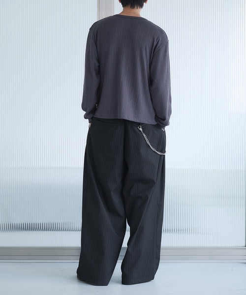 「Adoon plain」 長袖Tシャツ LARGE チャコールグレー メンズ_画像7