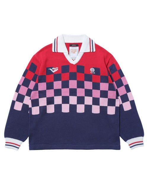 セーター ニット RICE NINE TEN KNITTING CHECKRD SOCCER JERSEY KN-CH-SOC メンズ レディースの画像