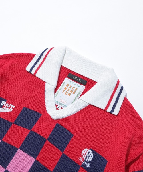 セーター ニット RICE NINE TEN KNITTING CHECKRD SOCCER JERSEY KN-CH-SOC メンズ レディースの画像