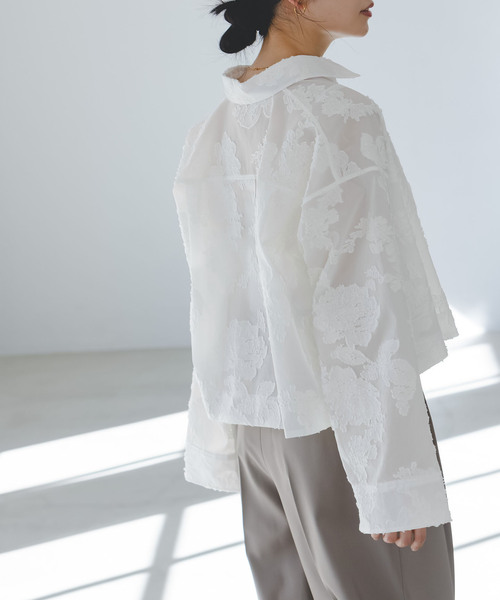 フラワー ショート ブラウス Never A Wallflower | Short Sleeve Elastic Collar Top Mini Floral