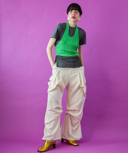 美品【OMMO／オーエムエムオー】ワイドタックコクーンパンツ OMMO（オーエムエムオー） パンツ DLAPE TUCK PT レディース