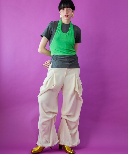 OMMO（オーエムエムオー） パンツ DLAPE TUCK PT レディース