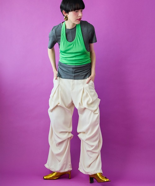 ommoパンツ OMMO（オーエムエムオー） パンツ DLAPE TUCK PT レディース